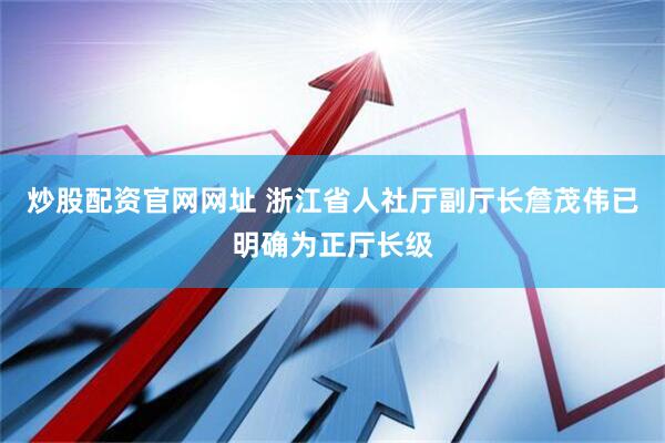 炒股配资官网网址 浙江省人社厅副厅长詹茂伟已明确为正厅长级
